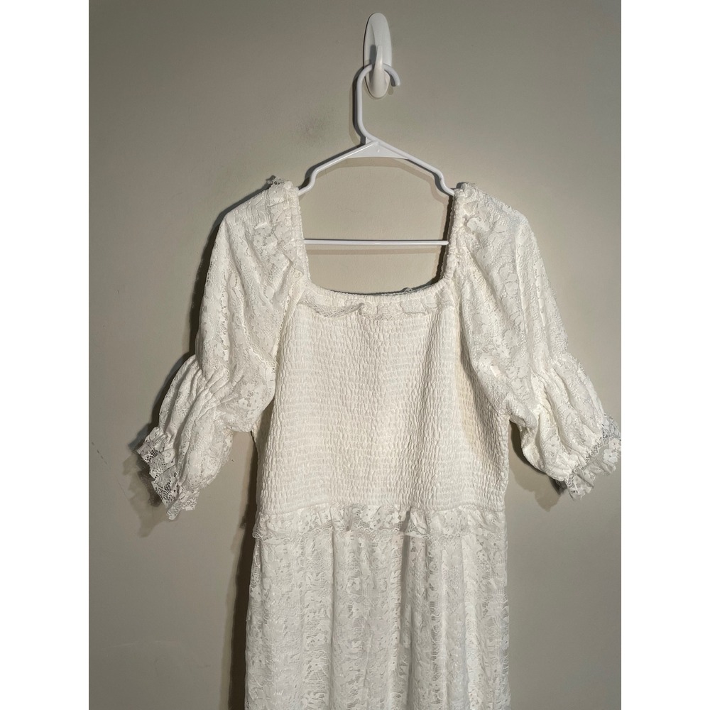 Ivy City Co Francie White Lace Midi Dress Romantic Cottagecore Bridal Boho XL - Picture 8 of 11